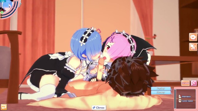 3D/Anime/Hentai. Re:ZERO Starting Life in Another World: Rem & Ram fucked in threesome!!! Japanese Porn